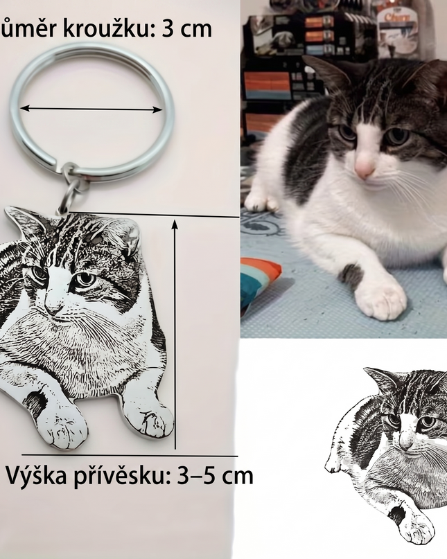 Vlastní gravírovaná klíčenka s fotografií mazlíčka